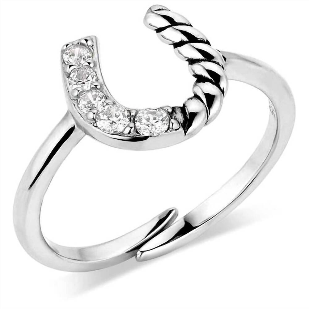 NEW MONTANA SILVERSMITHS women's roping luck sterling crystal adjustable ring in